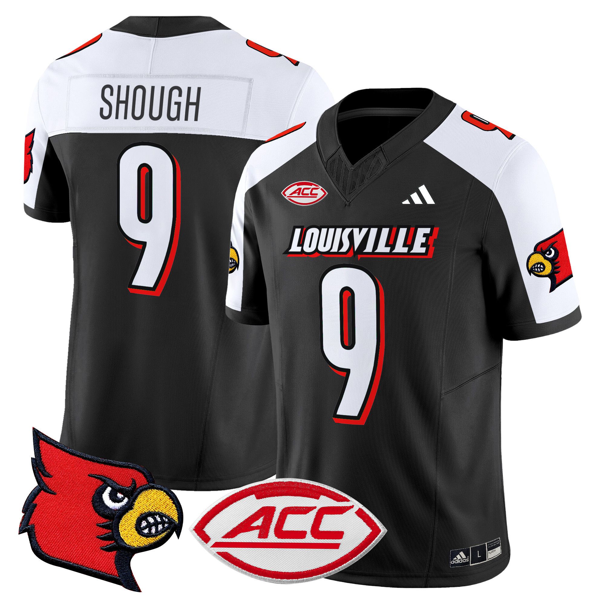 Men Louisville Cardinals 9 Shough Black 2024 Vapor Limited NCAA Jersey